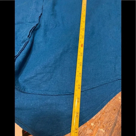 Marc New York Tunic Long Line Linen Blend Popover Teal - Picture 7 of 7